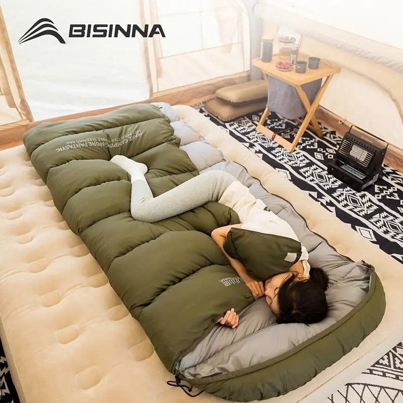 1pc envelope style sleeping bag with zip closure thickened synthetic insulation for winter camping hiking portable half length design olive